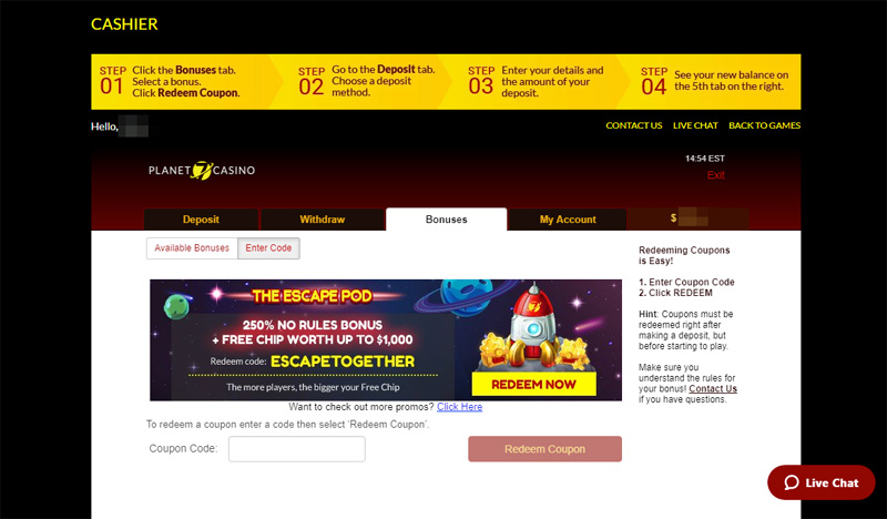 free no deposit bonus codes for planet 7 casino