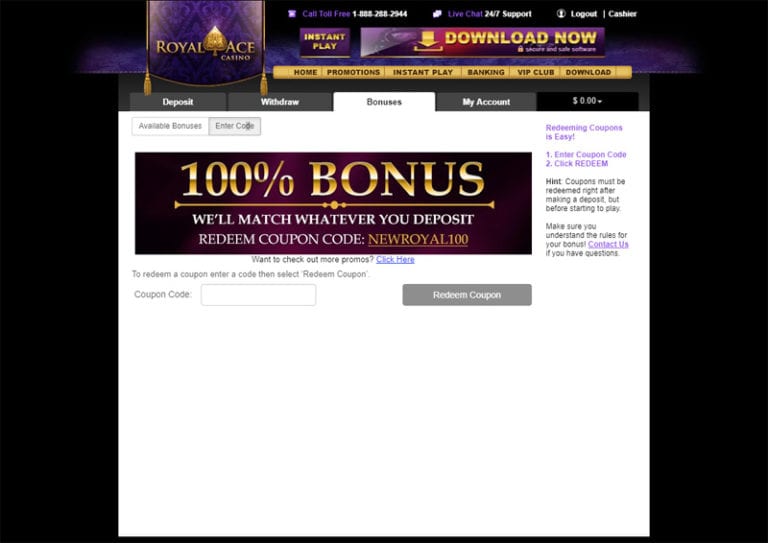 royal ace casino hidden coupons